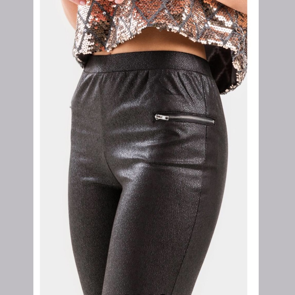 New Francesca’s Corrine Black High Sheen Leggings